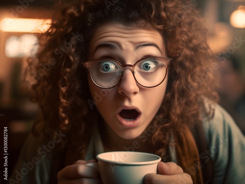 Wallpaper Mural Amazed Teen Girl with Round Glasses – Funny Surprised Look Torontodigital.ca