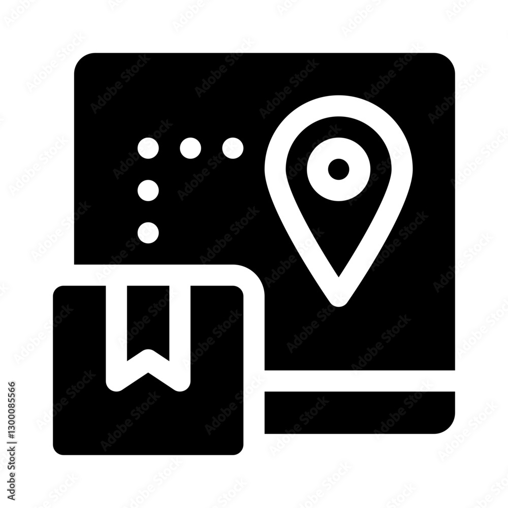 Map with Route & Delivery Pin glyph icon Map with Route & Delivery Pin glyph icon
