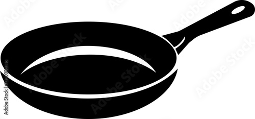 Pan icon.cooking kitchen, skillet cook, black iron pot frying pan vector illustration.Skillet for frying, cooking pancakes. Kitchen utensil in flat vector illustration.