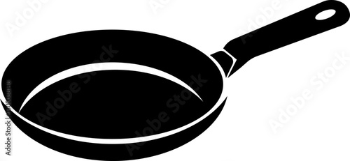 Pan icon.cooking kitchen, skillet cook, black iron pot frying pan vector illustration.Skillet for frying, cooking pancakes. Kitchen utensil in flat vector illustration.