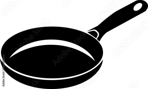 Pan icon.cooking kitchen, skillet cook, black iron pot frying pan vector illustration.Skillet for frying, cooking pancakes. Kitchen utensil in flat vector illustration.
