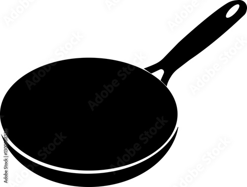 Pan icon.cooking kitchen, skillet cook, black iron pot frying pan vector illustration.Skillet for frying, cooking pancakes. Kitchen utensil in flat vector illustration.