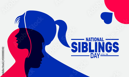 National siblings day. April 10. Holiday concept. suitable for placard, background,Greeting Card, Poster design template with text inscription, standard Social Media Post.