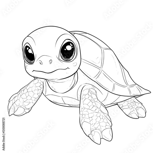 Cute Turtle Illustration: This adorable line art illustration of a turtle with big, expressive eyes is sure to charm children and adults alike.