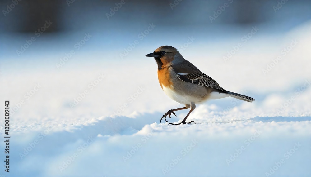 Brambling Bird on Snowy Ground Winter Wildlife Cold Season Nature Photography Brambling Bird on Snowy Ground Winter Wildlife Cold Season Nature Photography
