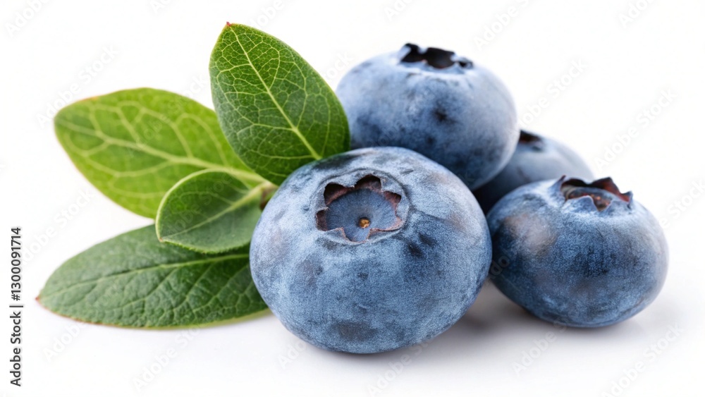 Obraz premium Fresh Blueberry Isolated on White Background – Full Depth of Field