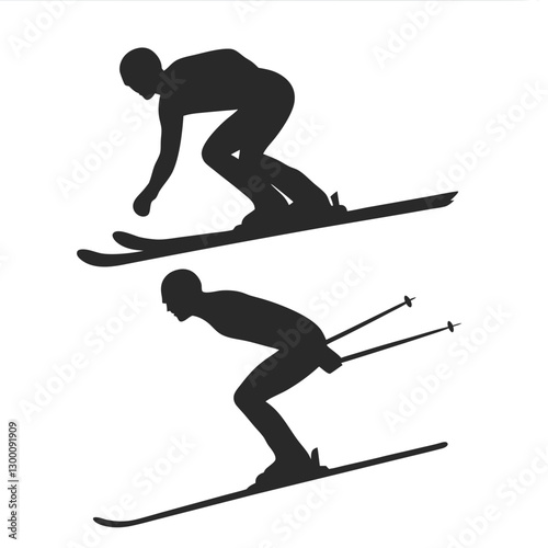 Ski Skate Silhouette vector illustration