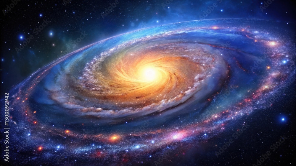 A large spiral galaxy with vibrant stars in the Milky Way, taking up most of the night sky , universe, cosmos, universe A large spiral galaxy with vibrant stars in the Milky Way, taking up most of the night sky , universe, cosmos, universe