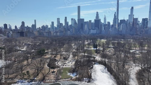 Central Park At Manhattan In New York United States. Downtown District. Nature Park Aerial View. Central Park At New York United States. Highrise Buildings Landscape. Stunning New York Skyline.