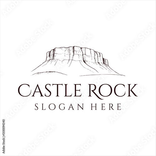 rock stone mount peak landscape outdoor logo design vector template