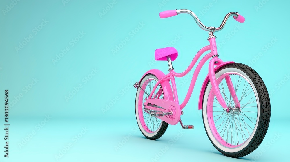 Fototapeta premium Pink Pixelated Child's Bicycle on Light Blue Background