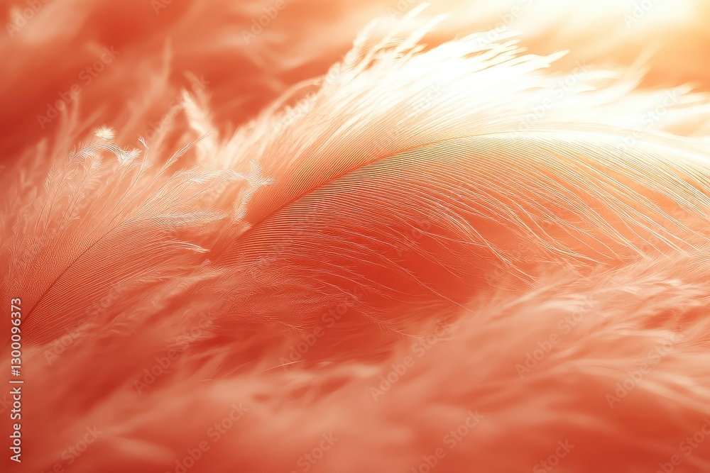 Close-up of soft, vibrant orange feathers layered together, creating a warm and inviting texture Close-up of soft, vibrant orange feathers layered together, creating a warm and inviting texture