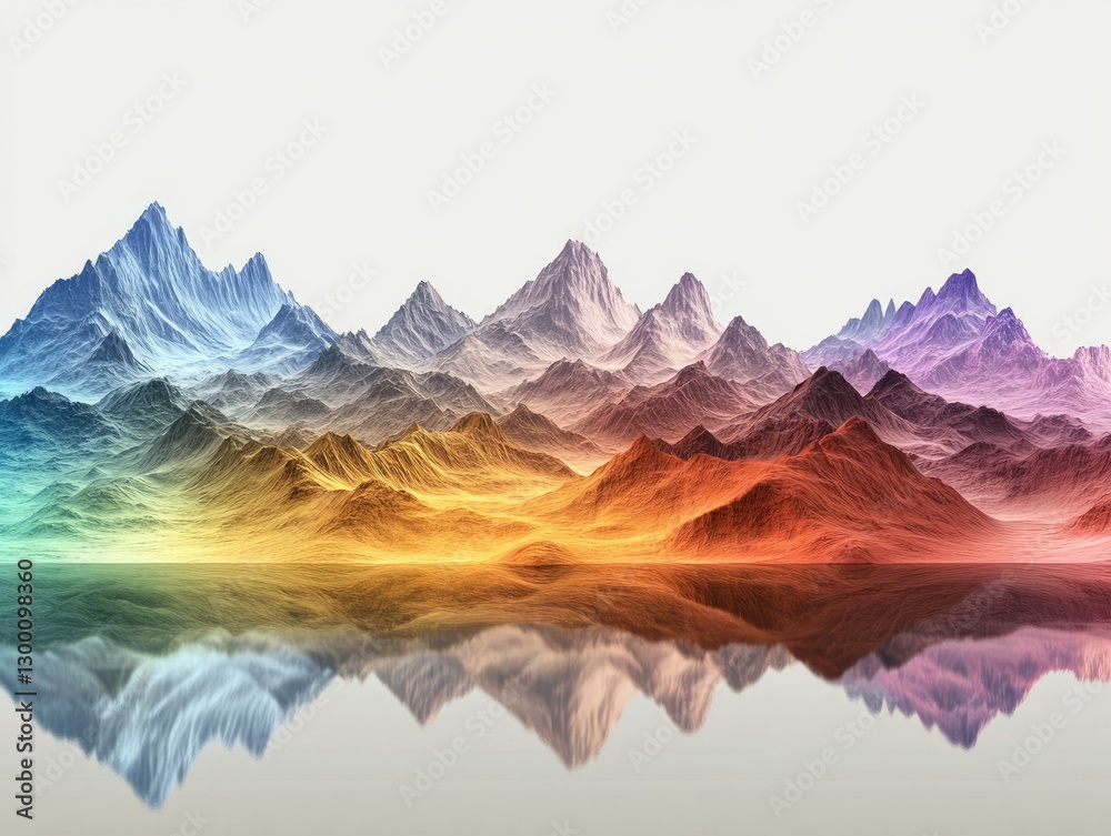 Obraz premium Vibrant mountain range reflecting in serene water, artistic landscape