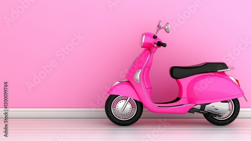 Pink Scooter Against Pink Wall
