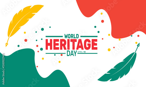 World Heritage Day. Holiday concept. suitable for placard, background,Greeting Card, Poster design template with text inscription, standard Social Media Post.