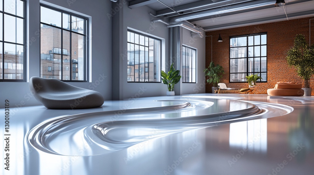 Fototapeta premium Sculptural Floor in Modern Loft Apartment