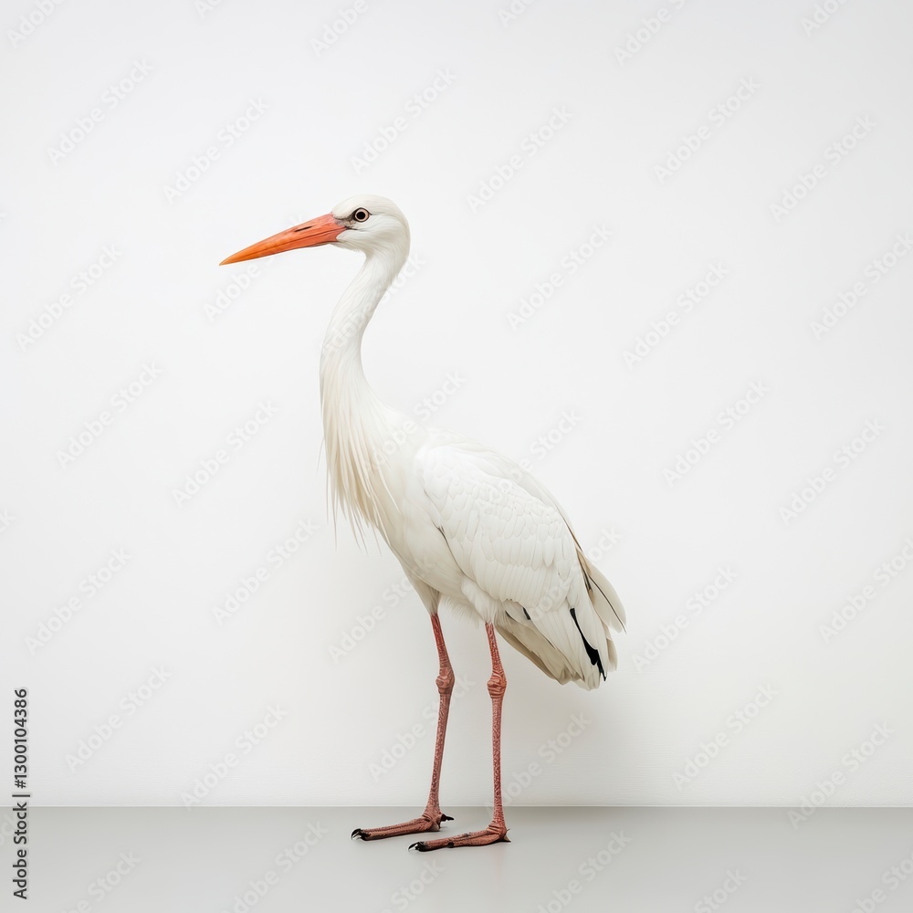 Fototapeta premium White Bird with Orange Beak Against White Background