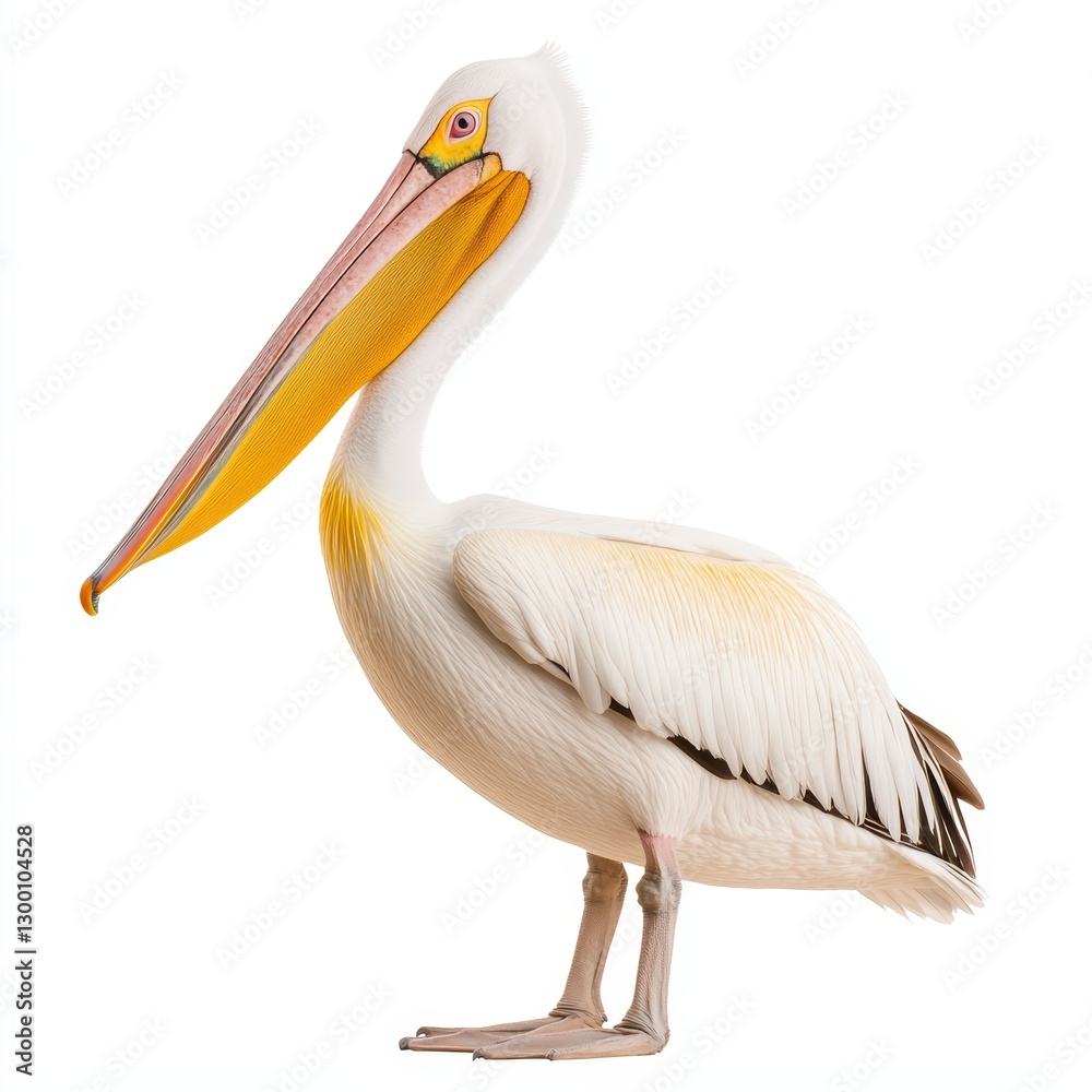 White Pelican Profile Against White Background White Pelican Profile Against White Background