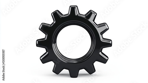 Wallpaper Mural Black Metallic Gear on White Background Torontodigital.ca