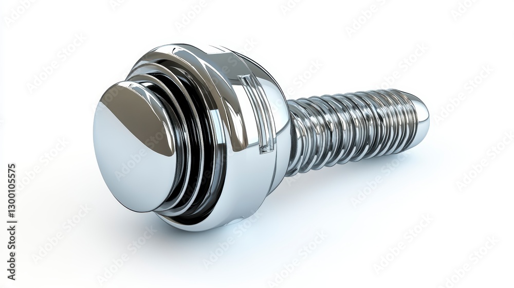Chrome Plated Bolt and Nut on White Background Chrome Plated Bolt and Nut on White Background