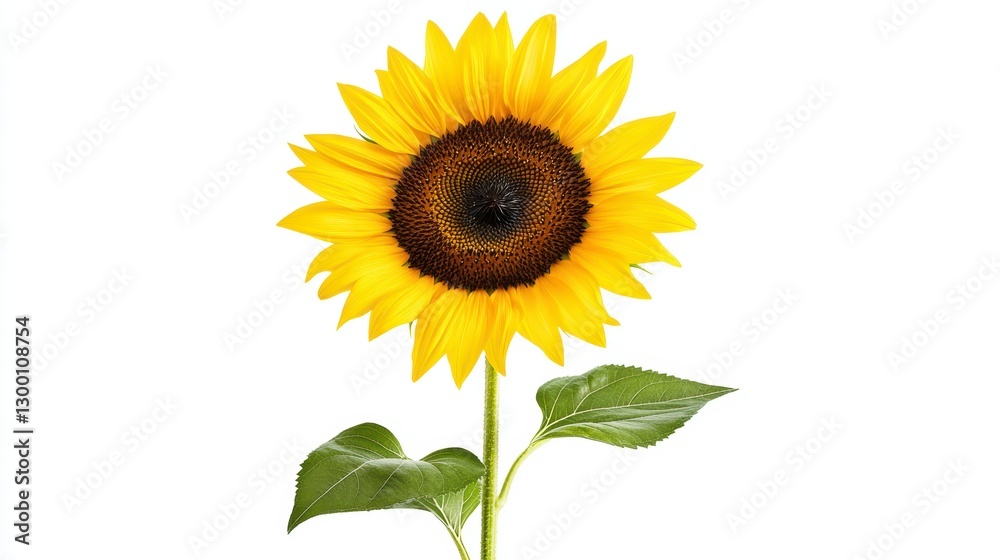 Obraz premium Vibrant Yellow Sunflower Isolated on White Background