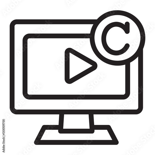 copyrighted video line icon