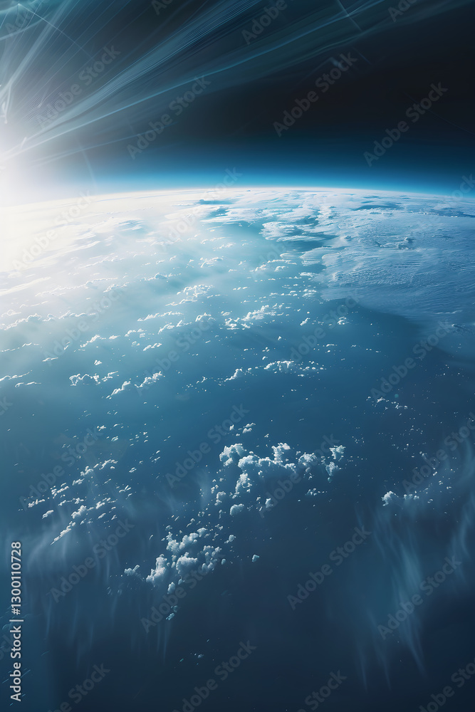 Fototapeta premium Breathtaking View of Earth's Stratosphere: A Glimpse of the Curvature and the Serenity of the Atmosphere