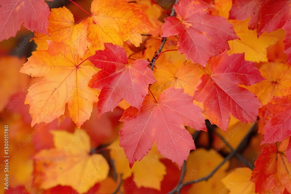 Vibrant Red and Orange Maple Leaves in Autumn Vibrant Red and Orange Maple Leaves in Autumn