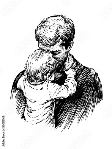 Father bonding with child in a tender moment of affection during evening hours