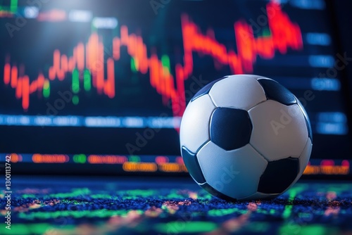 Obraz na płótnie Soccer ball and Stock charts are a sports betting concept for use in football. w salonie