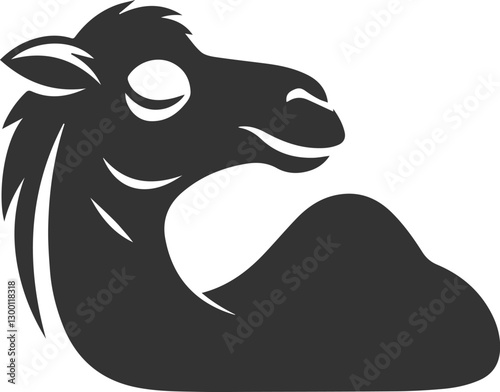 Camel sleeping with eyes closed animal silhouette vector