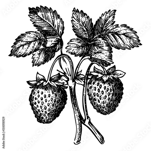Organic strawberries growing in a garden with green leaves during summer