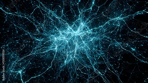 Wallpaper Mural Abstract Digital Light Energy Network with Blue Lines and Points on Black Background Torontodigital.ca