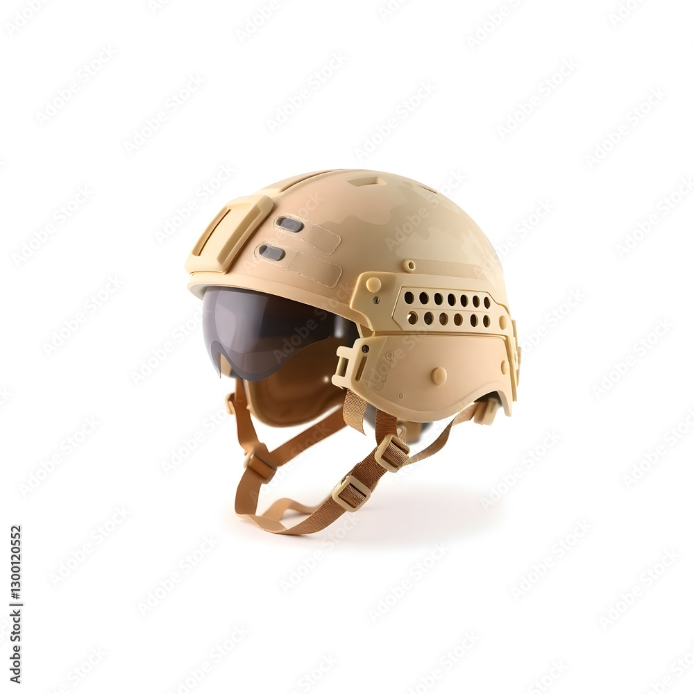 Fototapeta premium Modern tactical military helmet with visor protecting from debris