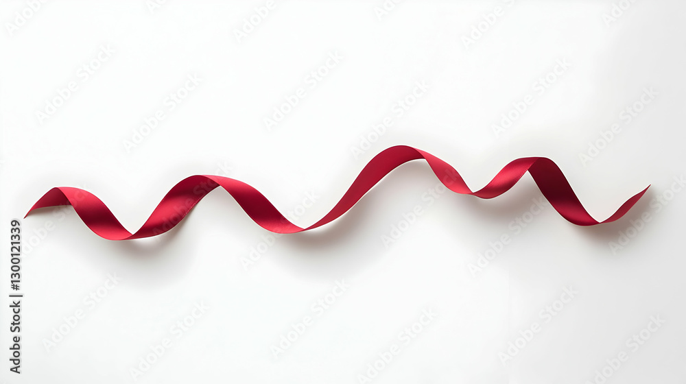 Crimson Ribbon Flowing Across White Surface in Soft Lighting Crimson Ribbon Flowing Across White Surface in Soft Lighting