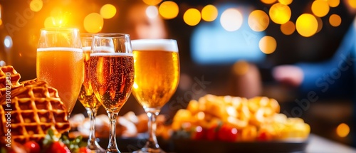 Refreshing beverages paired with delicious snacks at a lively gathering.