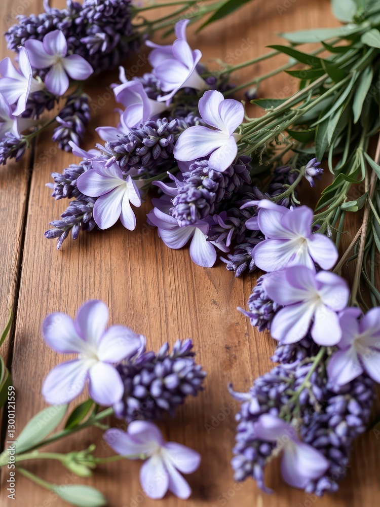 A serene composition of lavender blooms on an aged oak table, surrounded by soft greenery, invoking calm and relaxation. A serene composition of lavender blooms on an aged oak table, surrounded by soft greenery, invoking calm and relaxation.