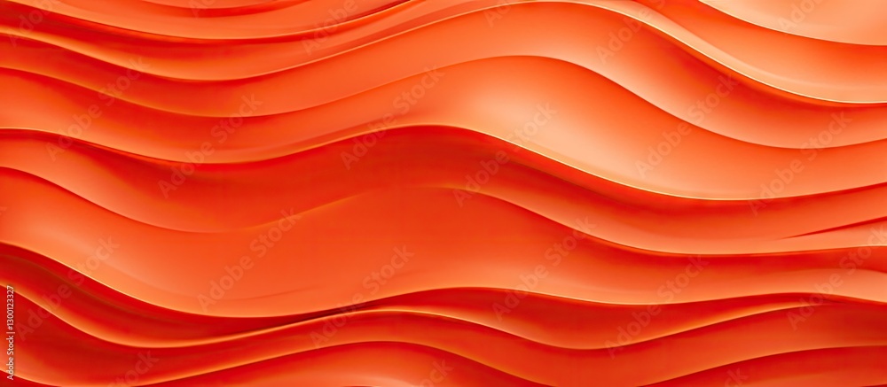 Fototapeta premium Wavy orange plastic texture background with smooth flowing lines creating ample copy space for design projects and advertising needs.