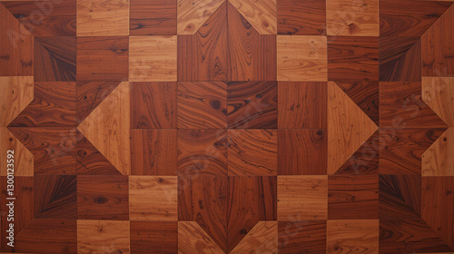 Wooden red marquetry can be patterns created from the combination of red wood, wooden floor, parquet, cutting board photo