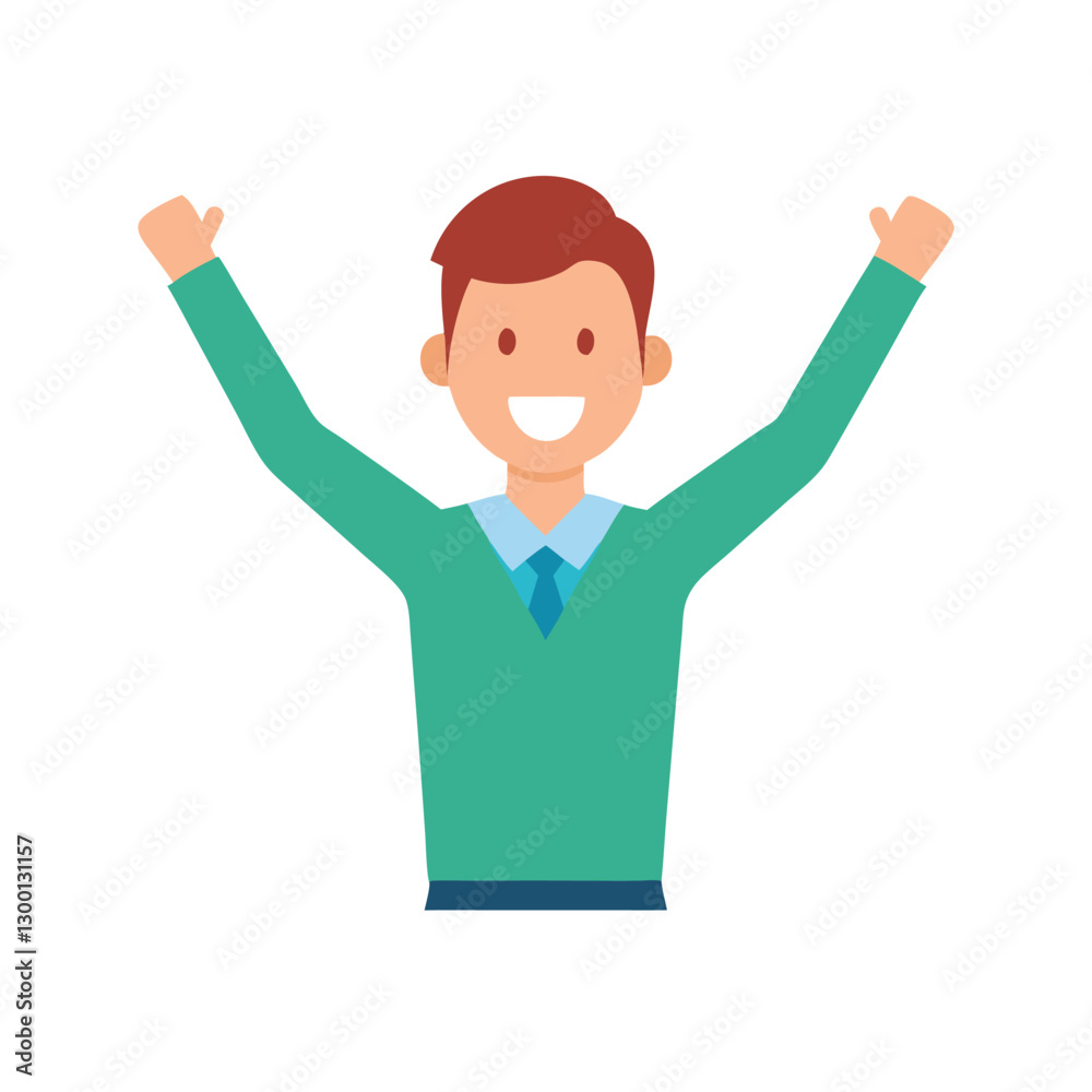 Happy employee feeling truly accomplished after a productive work session Happy employee feeling truly accomplished after a productive work session