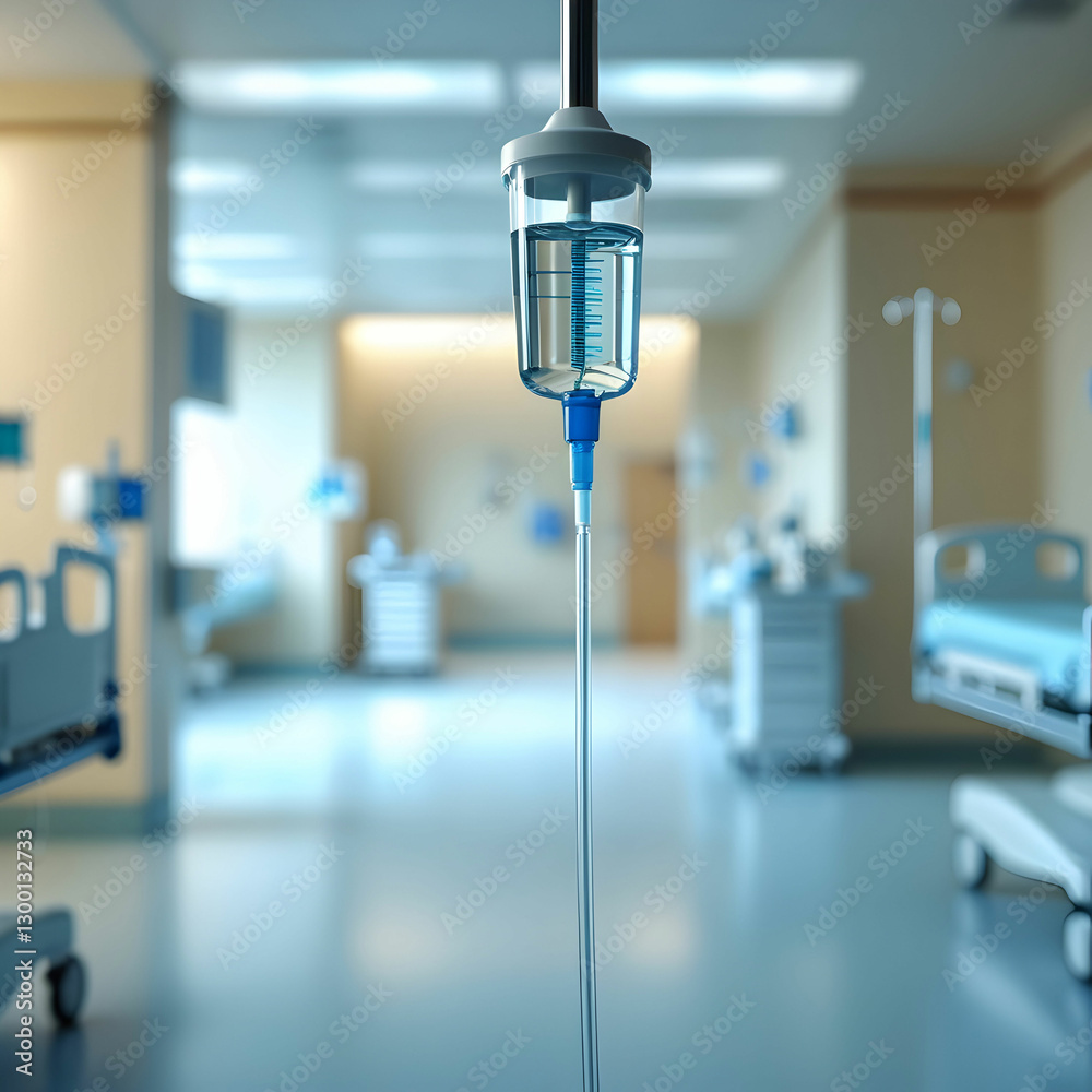 Close-up of an intravenous (IV) drip in a hospital setting. Close-up of an intravenous (IV) drip in a hospital setting.