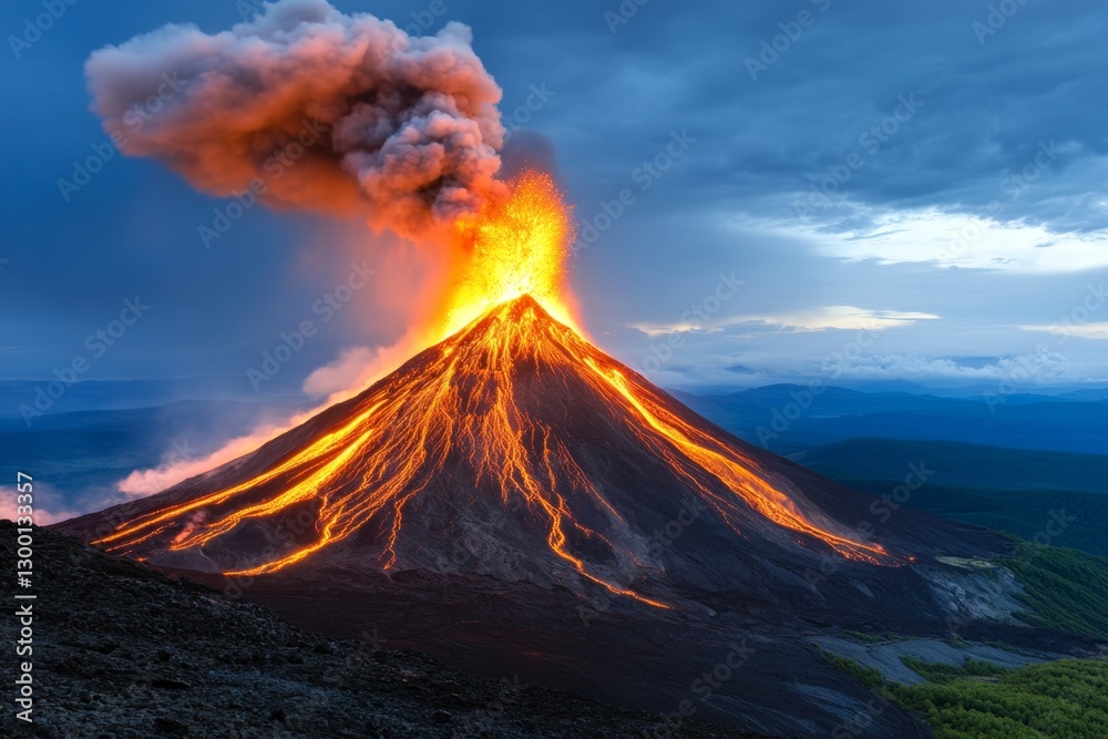 A volcano erupting, releasing massive amounts of carbon dioxide into the atmosphere A volcano erupting, releasing massive amounts of carbon dioxide into the atmosphere
