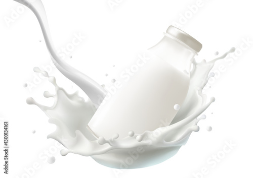 Milk or yogurt in a glass bottle stock illustration