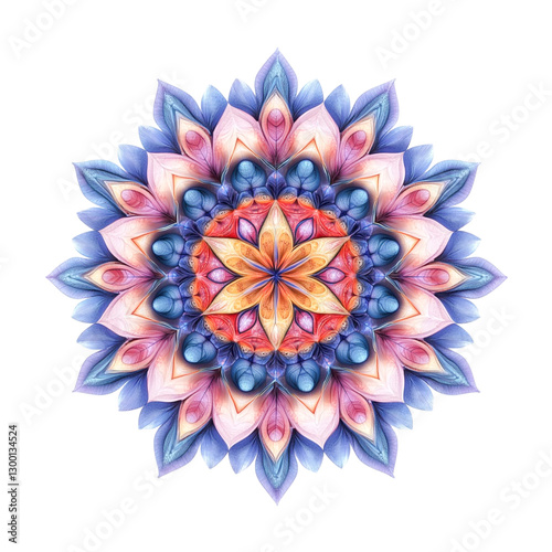 Serene Colorful Mandala Peaceful Floral Design Intricate Symmetry