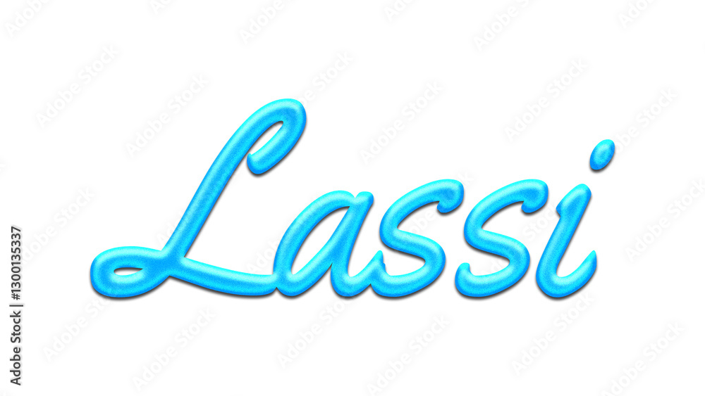 Glowing blue effect of name Lassi on white background. Glowing blue effect of name Lassi on white background.