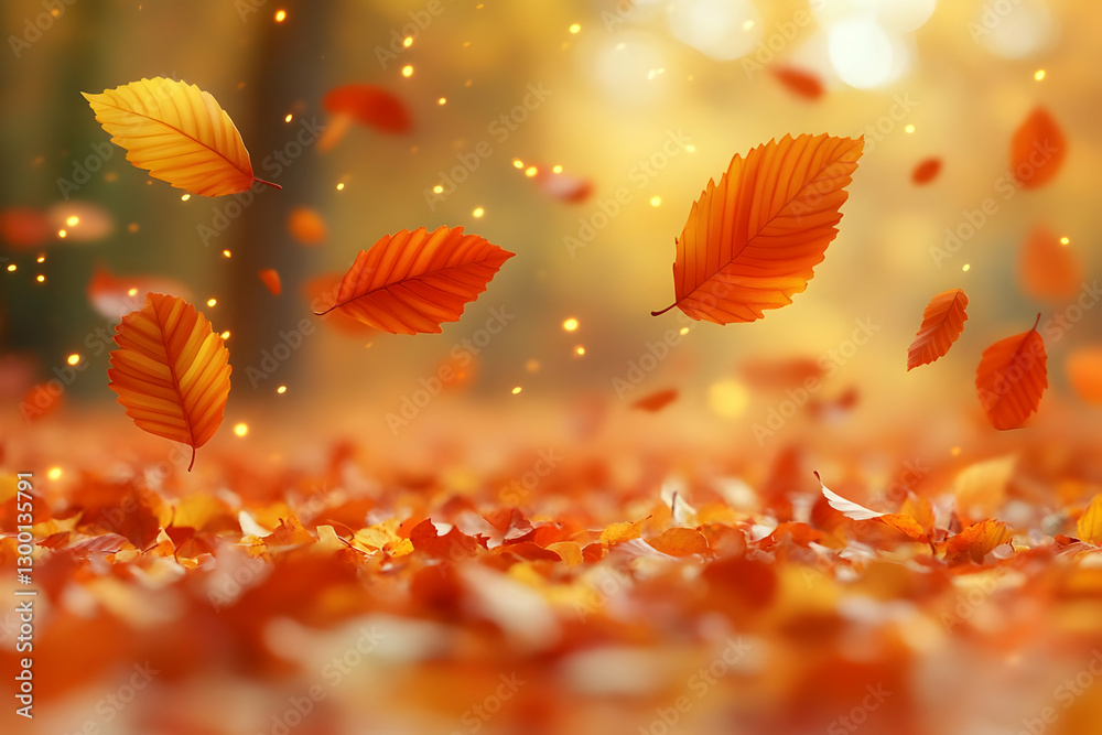 Autumn Leaves Falling In Forest