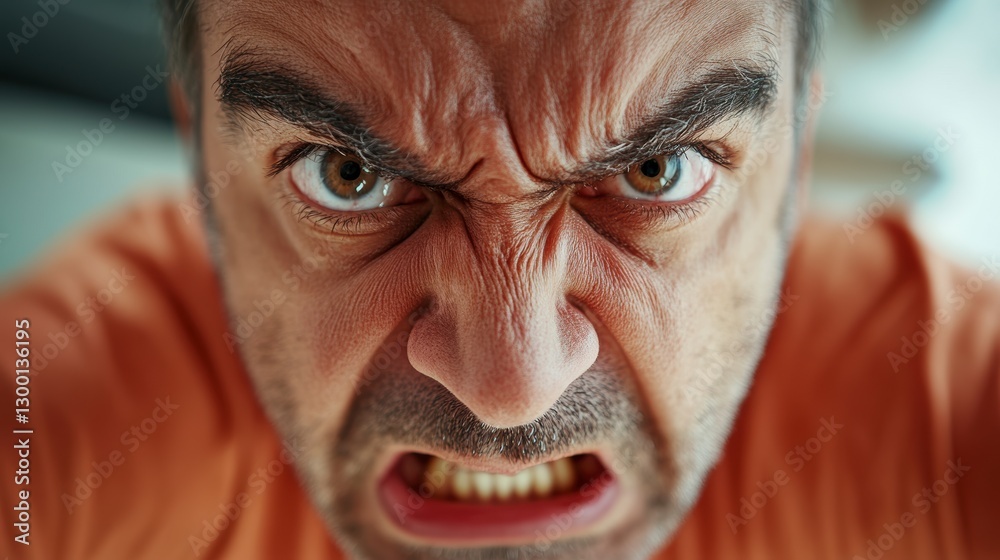 Angry Man Close Up Portrait Intense Facial Expression Angry Man Close Up Portrait Intense Facial Expression