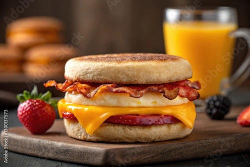 Egg McMuffin with orange juice