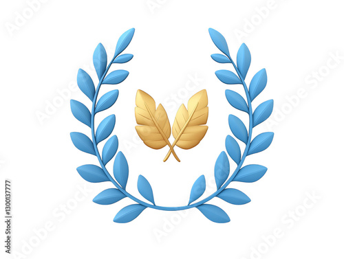 Blue laurel wreath, symbol of victory, achievement, and excellence in competitions awards photo