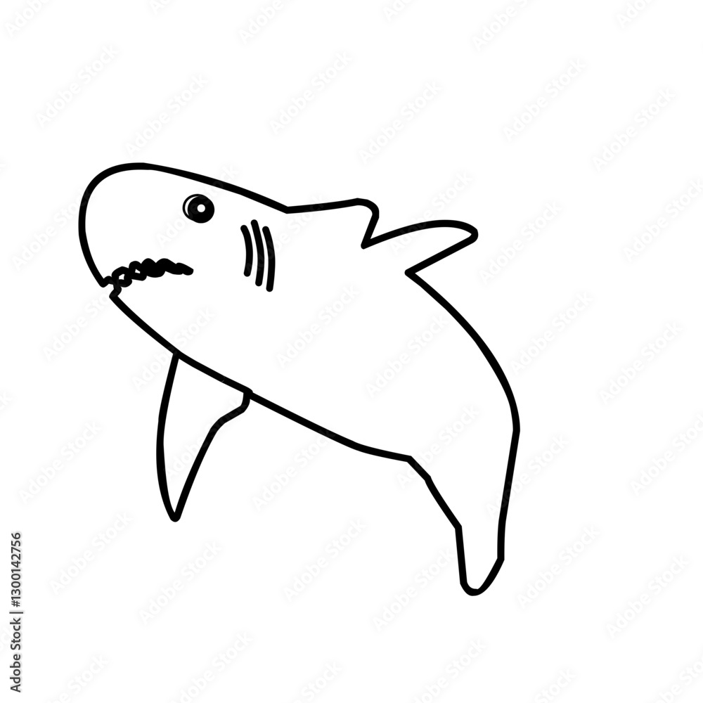 Fototapeta premium Shark Outline Vector 